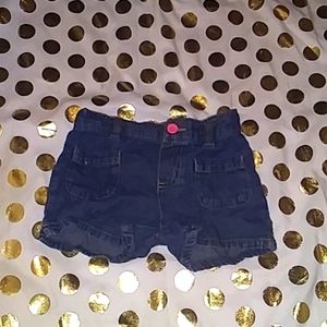 Blue denim shorts baby girl pink button